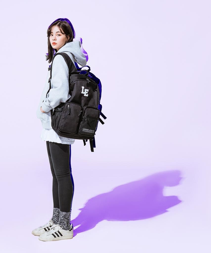 Lemine Double Pocket Backpack (Solid Black)