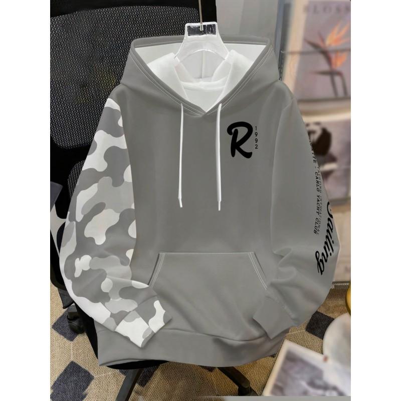 Mens Hooded Sweatshirt Soccer Print Breathable Loose Fit Casual Wear