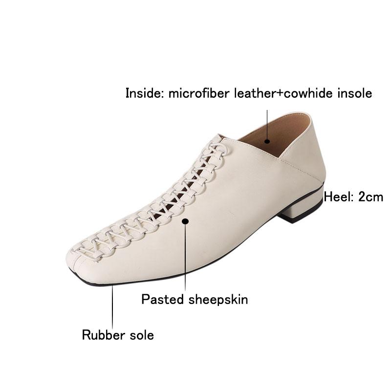 Fashion Women's new spring and summer square toe soft sheepskin retro elastic band comfortable low heel plus size fashion single shoe