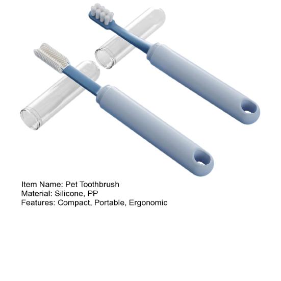 Pet Toothbrush with Travel Case Soft Silicone Brush for Dogs Cats Dual-Sided Ergonomic Removes Bad Breath Essential Oral Care Kit