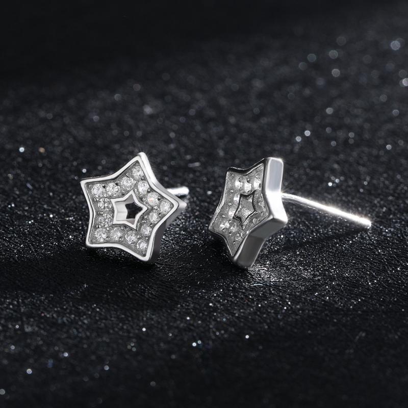 MODIAN 925 Sterling Silber Ausgehöhlte CZ Ohrstecker Für Frauen Mädchen Schillernder Statement Hypoallergen Schmuck