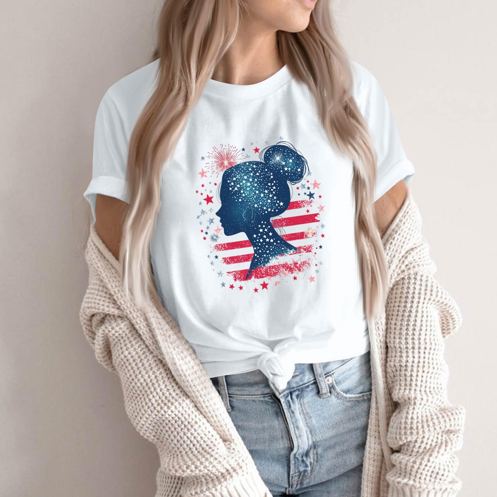 

Женская футболка с круглым вырезом и короткими рукавами с принтом M белый