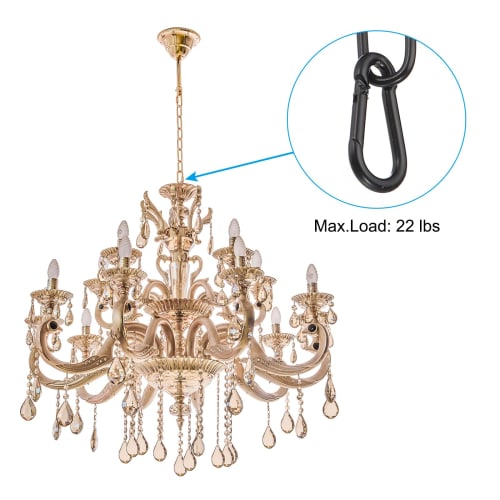 PATIKIL 1.82 M Black Finish Lighting Hanging Chains, Set of 2, Metal Loop Chains for Hanging Plant Pendant Chandelier Light Fixtures