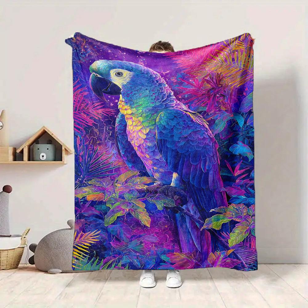 1pc Parrot Jungle Blanket, Lightweight Flannel Throw Blanket for Sofa, Bed, Travel, Camping, Living Room, Office, Couch, Chair, and Bed