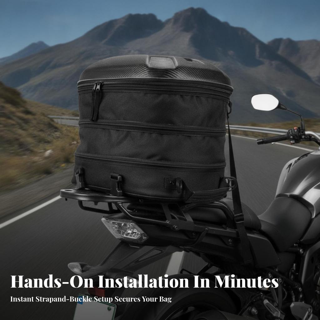 Motorcycle Tail Bag Rigid-Shell Luggage Portable for Road Trips