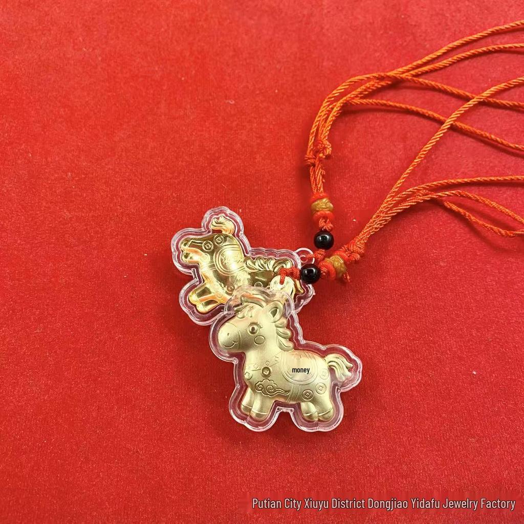 2026 Year of the Horse Red Woven Rope Cartoon Pony Phone Charm - New Year Gift