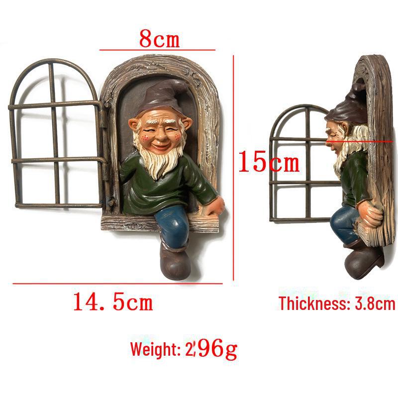 Outdoor Resin Garden Gnome Pendant for Single or Double Window Decoration