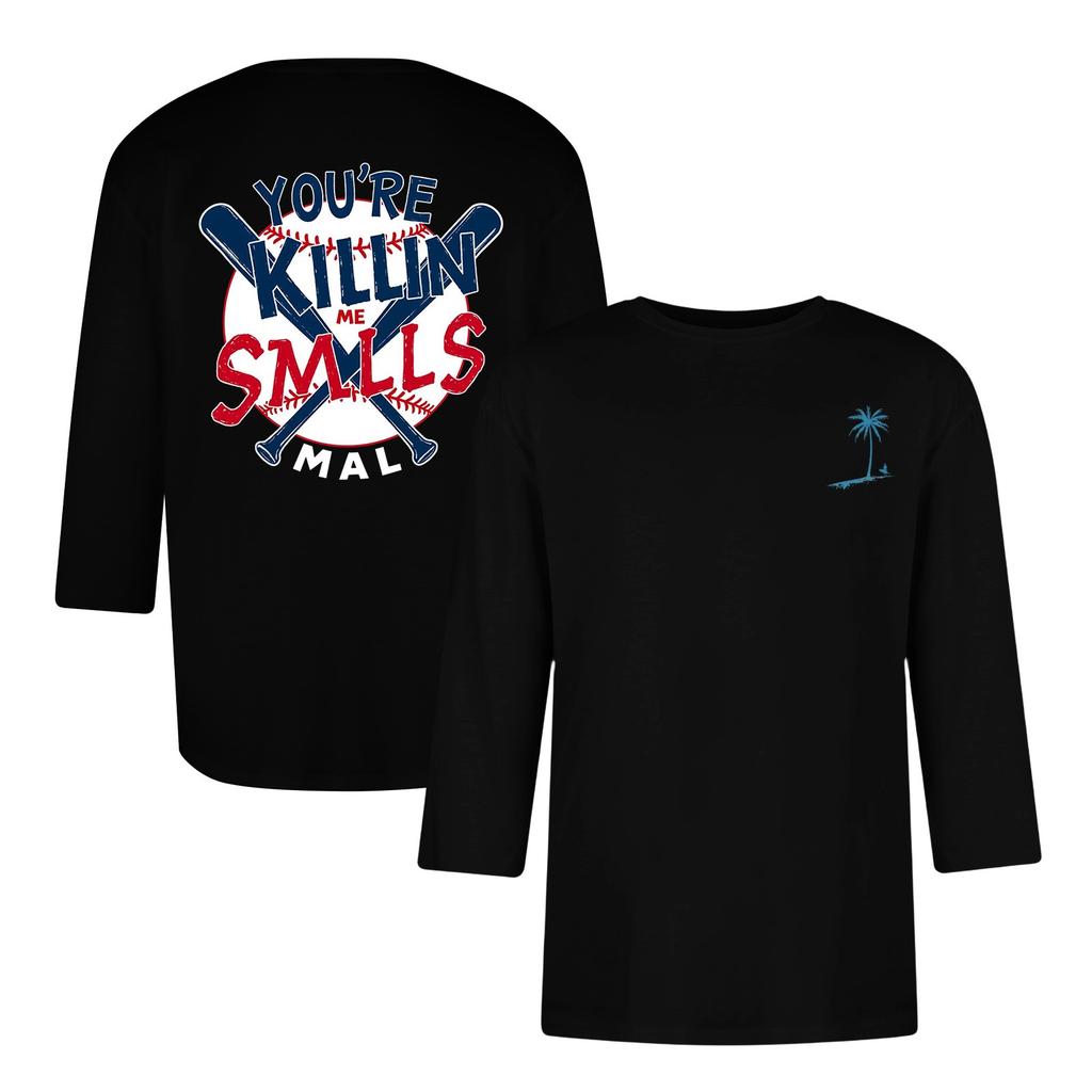 Men's Casual and Fashionable Printed Collar Three-quarter Sleeve Top T-shirt