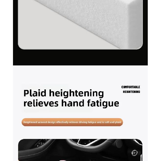 Universal Car Armrest Box Pad Leather Elastic Sponge Height Pad with Side Storage Bag Center Armrest Protective Cushion Support