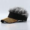 Colorful Flag Simulation Wig Baseball Cap Fashion Rhinestone Sun Visor