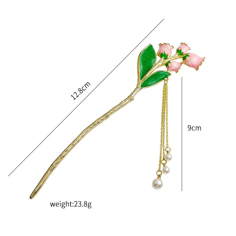 Mori Gentle Bell Orchid Hairpin Temperament New Chinese Hanfu Pearl Tassel Daily Coiffure Hairpin Hair Accessories
