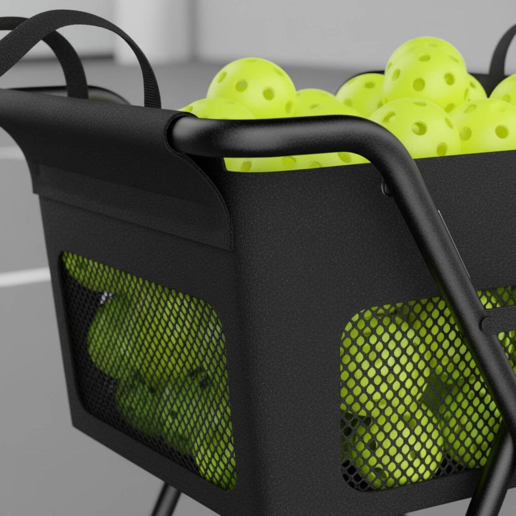 Pickleball Ball Carrier Foldable Folding Ball Pickup Carrier Pickleball Hopper Movable Sports Equipment Wheels For Trainers