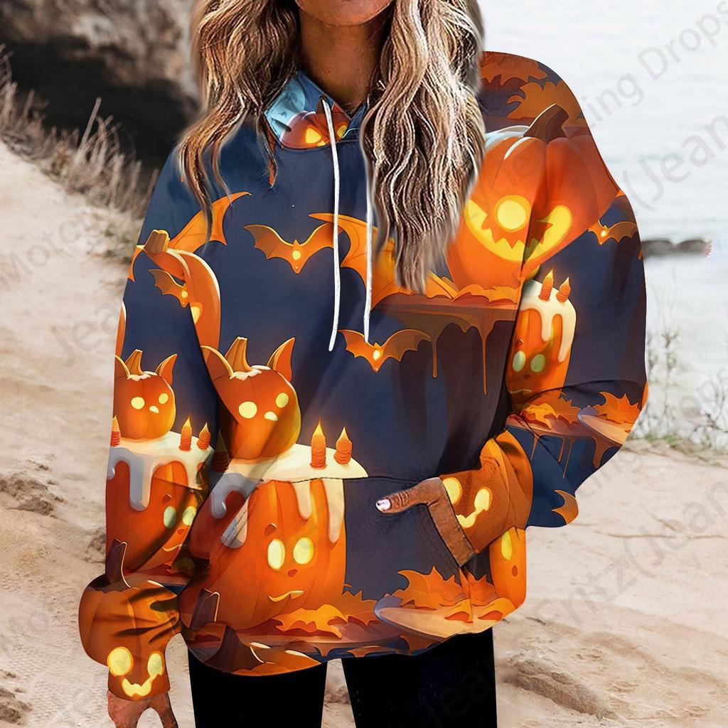 Happy Halloween 3d Print Hoodie Women Fashion Oversized Hoodies Women Sweats Halloween Hoodie Sweatshirt Women Tracksuits Coat