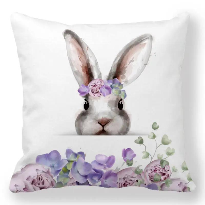 Easter Bunny Cushion Cover Easter EggHoliday Decoration Home Sofa Throw Pillowcase Easter Party Cushion Cover Square 45X45 Cm