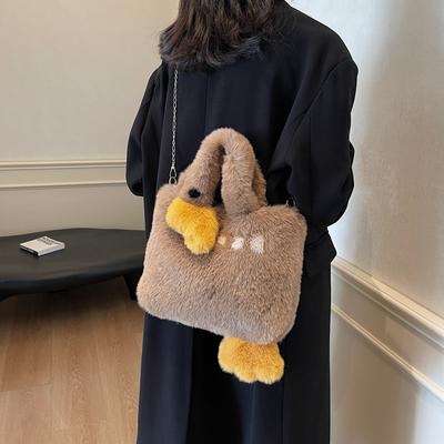 Small Fresh Bag Women's 2025 Autumn and Winter New Cute Cartoon Portable Bucket Bag Simple Texture Shoulder Messenger Bag