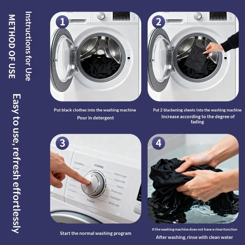 Black Clothing Color Restorer Sheet Black Trouser Clothes Laundry Tablet Restore Black Color Laundry Paper For Washing Machine