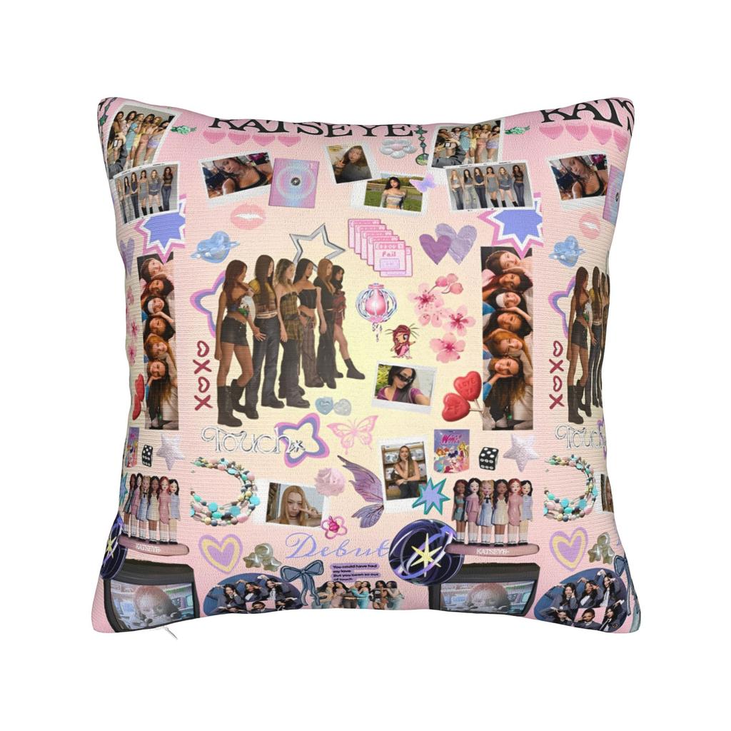 Kpop Katseye Federa per Cuscino Musicale Poliestere Copricuscino Regalo Federa per Cuscino Auto Cerniera 45*45cm