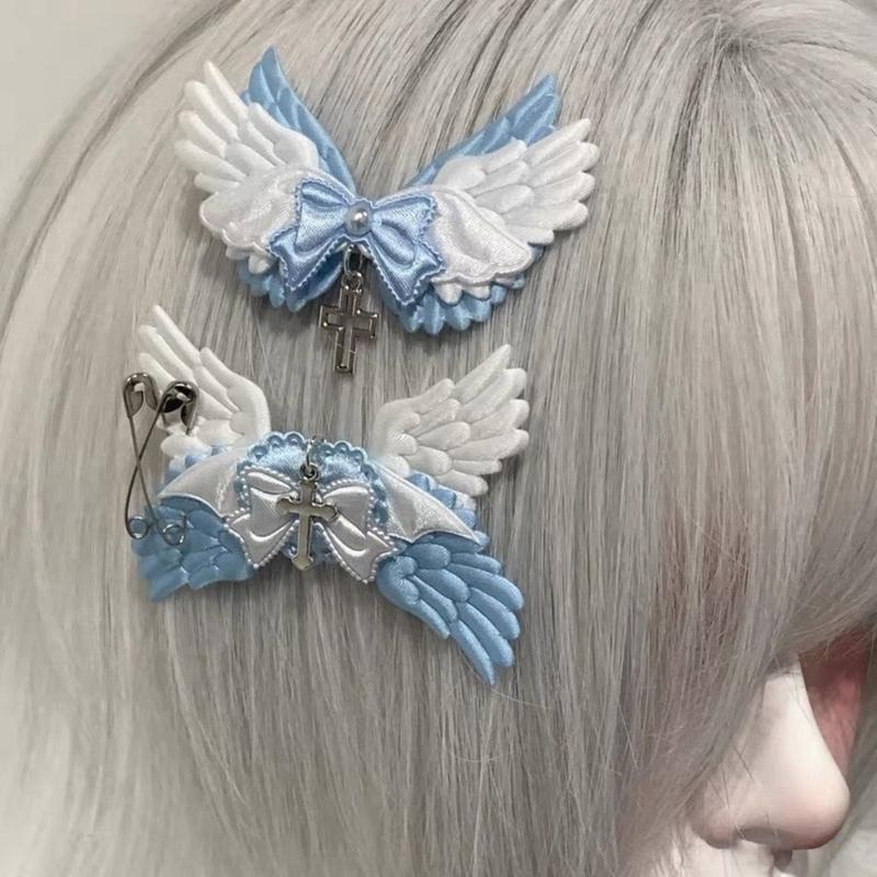 Unique Angelic Hair Clip Ornament Beautiful Angel Wing Hair Accessory Heart/Bowknot Hair Clip for Fashion Enthusiasts