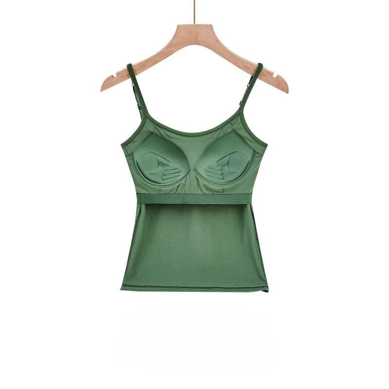 Cotton Anti Glare Camisole Base Vest with Chest Cushion Integrated Underwear Gather Together, Hold Up, and Pat the Chest Female
