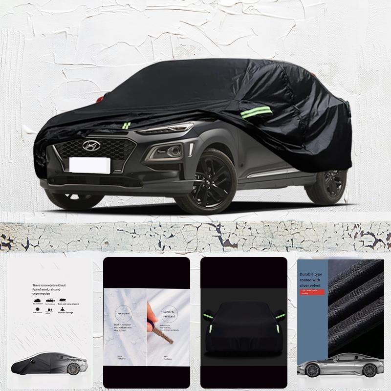 For Hyundai Encino Car Cover Exterior Car Cover Outdoor Protection Full Car Covers Waterproof Sunshade Anti UV Snow Cover Black