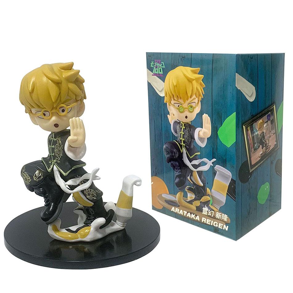 Mob Psycho Anime Figures Gk Reigen Arataka Edition Kawaii Sitting Palm Series Model Doll Desktop Ornaments Collectible Toy Q 100 Kid Friendly