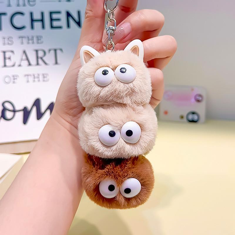 And Soft Huggable Plush Coal Ball Keychain Adorable Hanging Charm For Bags