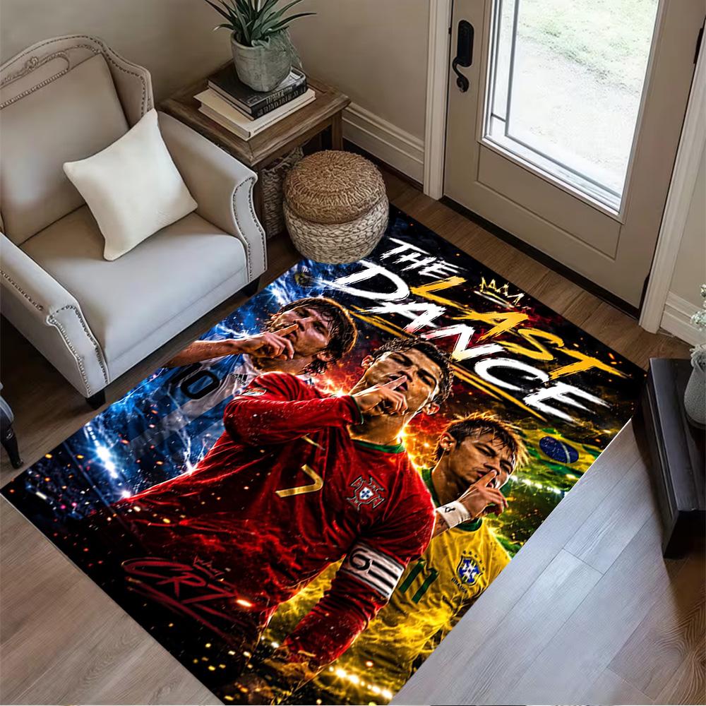 Powerful Football Legend Cr7 Area Rug Perfect for Entryway Kitchen Game Room Balcony Antislip Carpet Anime Office Decor