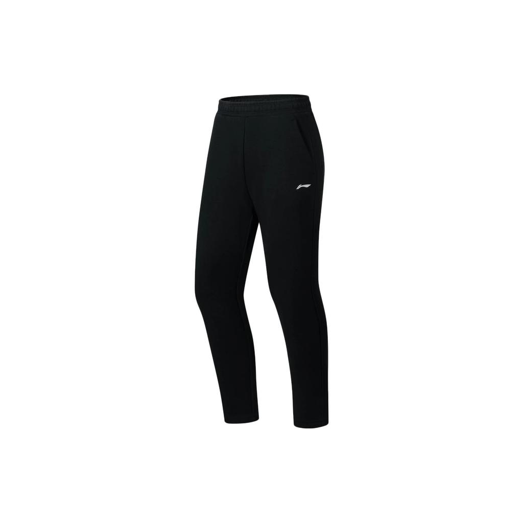 Li Ning Fitness Series Solid Color Logo Elastic Waist Straight Leg Sports Pants Women pants Black AKLSA54-1