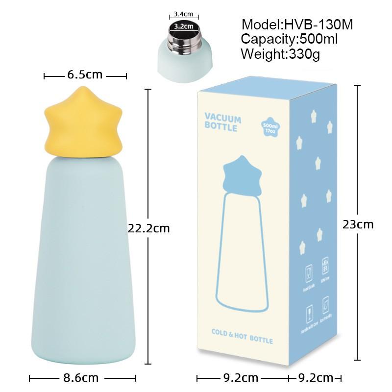 500ml Stainless Steel Vacuum Insulated Travel Mug Kids Students Outdoor Sports Portable Star Design