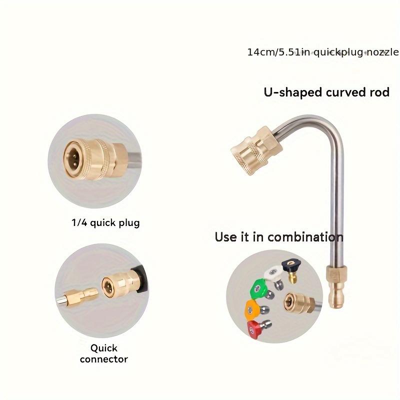 

High Pressure Car Wash Water Gun Elbow, Stainless Steel U-Bend Rod with Quick Connect 1/4 Right Angle Extension