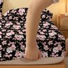 1 Simple Modern Plant Flower  Printed Matte Fitted Sheet, Bedroom Printed Bed Cover, Bedding (Excluding Pillowcases)