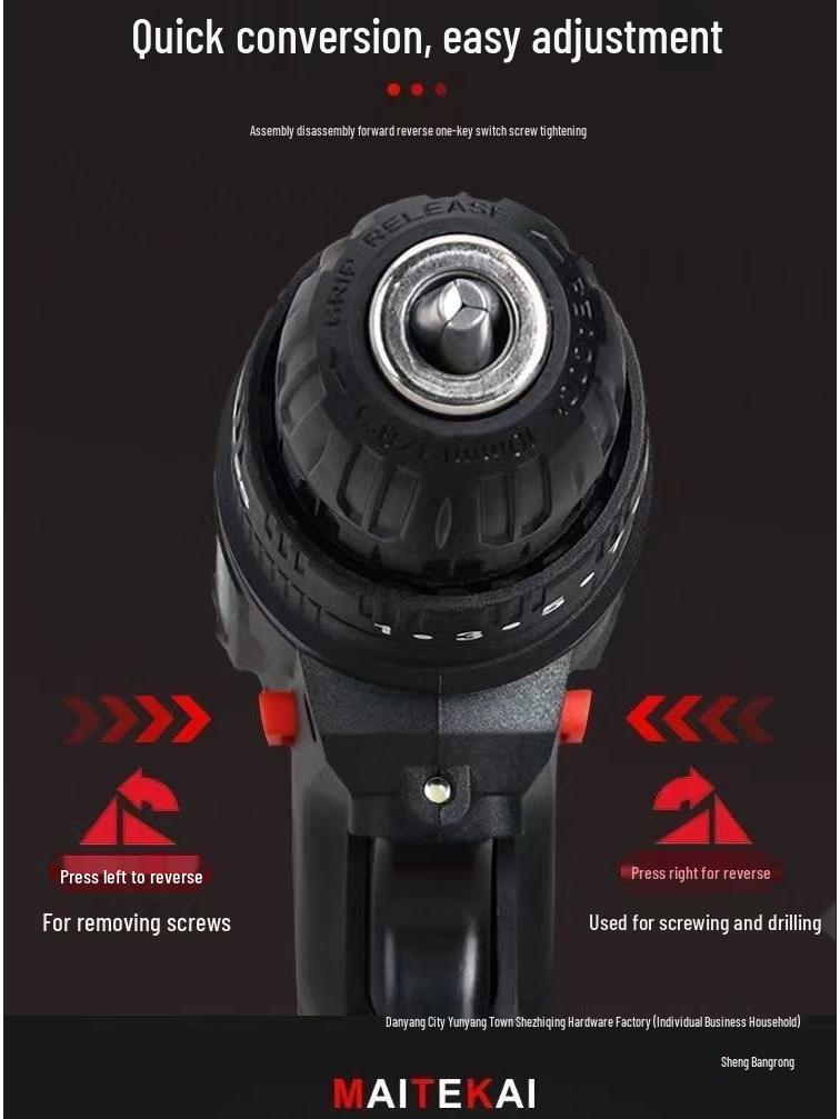 Industrial Grade Dual Speed Rechargeable Lithium Power Drill for Household and Multi-functional Use