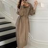 Autumn New French Style Matching Coat Inner Sweater Long Over-Knee Knit Dress for Women
