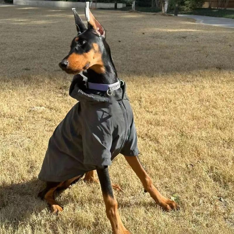 Autumn and Winter Big Dog Clothes Handsome Reflective Hoodie Dubin Samoyed Side Herding Medium and Large Dog Going Out Jacket