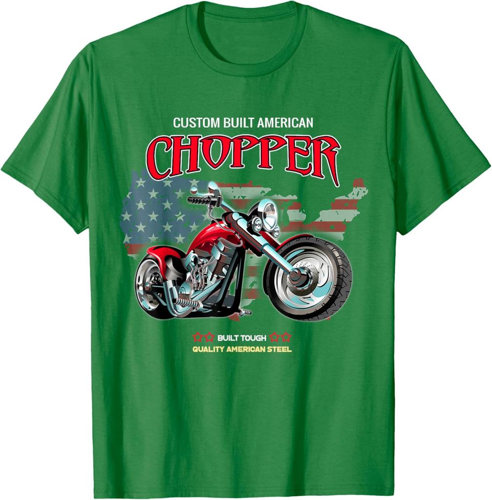 American Motorcycle USA Steel Custom Chopper TShirt 100 Cotton ONeck Short Sleeve Summer Casual Mens Tshirt Streetwear