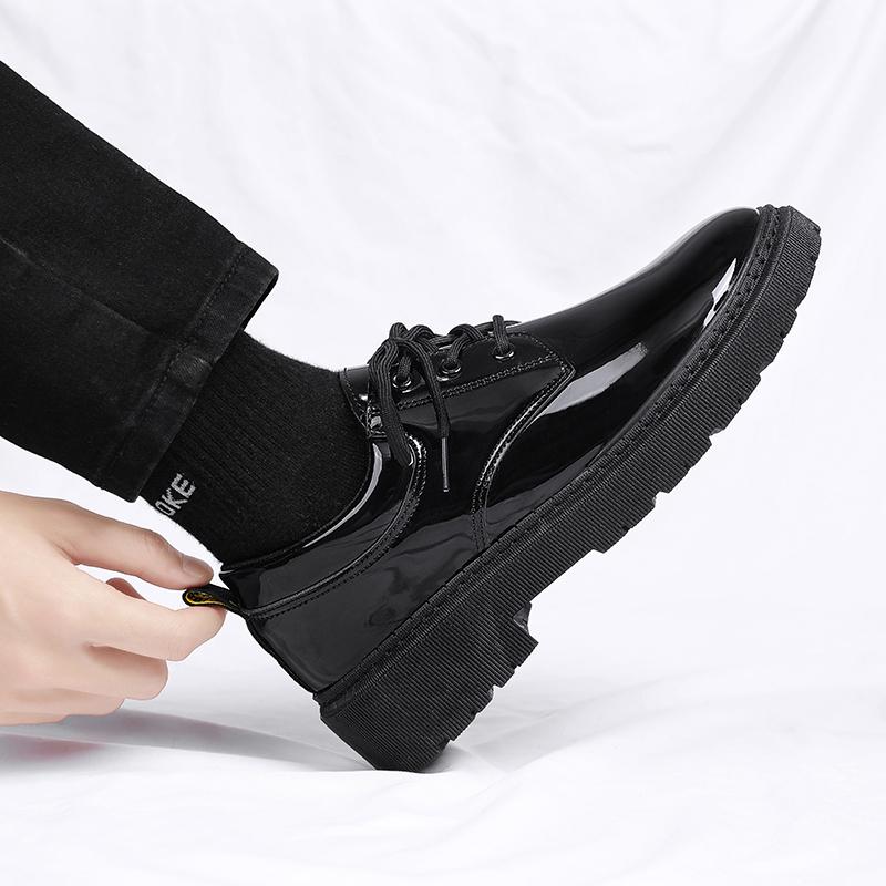 Black Men Casual Patent Leather Shoes Business Lace Up Comfort Office Work Shoes for Male Party Wedding Formal Dress Footwear