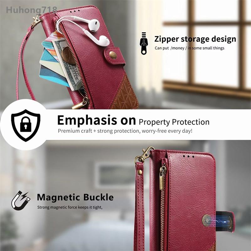 For Xiaomi Poco C55 C61 C65 C71 C75 C85 F5 F7 Ultra M3 M4 M6 M7 Pro 4G 5G Wallet Case Flip Leather Cover Zipper Coin Pocket Soft Full Body