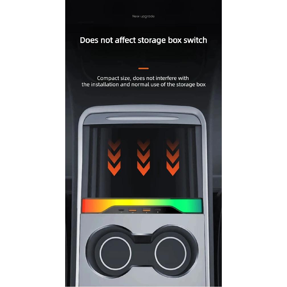 For Tesla Model Y 2023 Accessories USB Hub 4-Port 27W Fast Charger Smart Docking Station Adapter Power Shunt Splitter Extension
