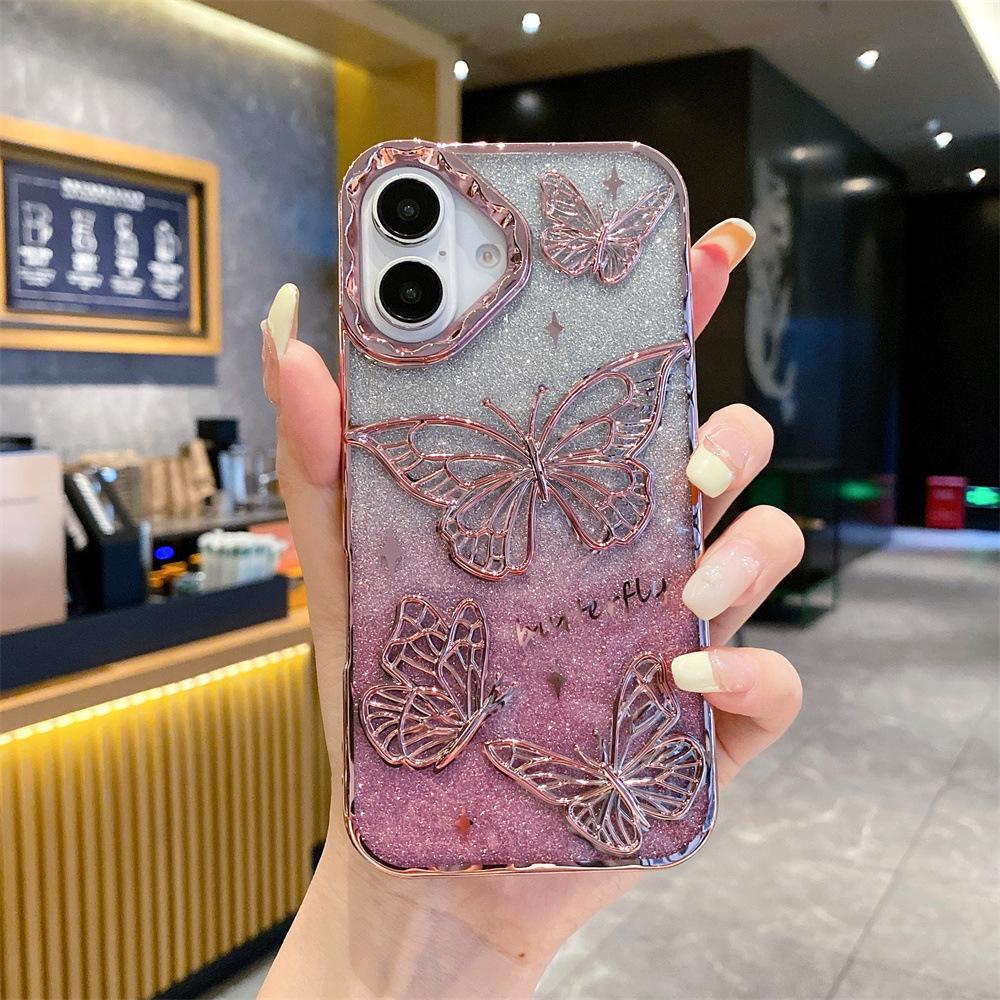

Electroplated 3D Butterfly Gradient Glitter Drop-Proof Case for iPhone 17 Pro Max iPhone 13 Pro Max