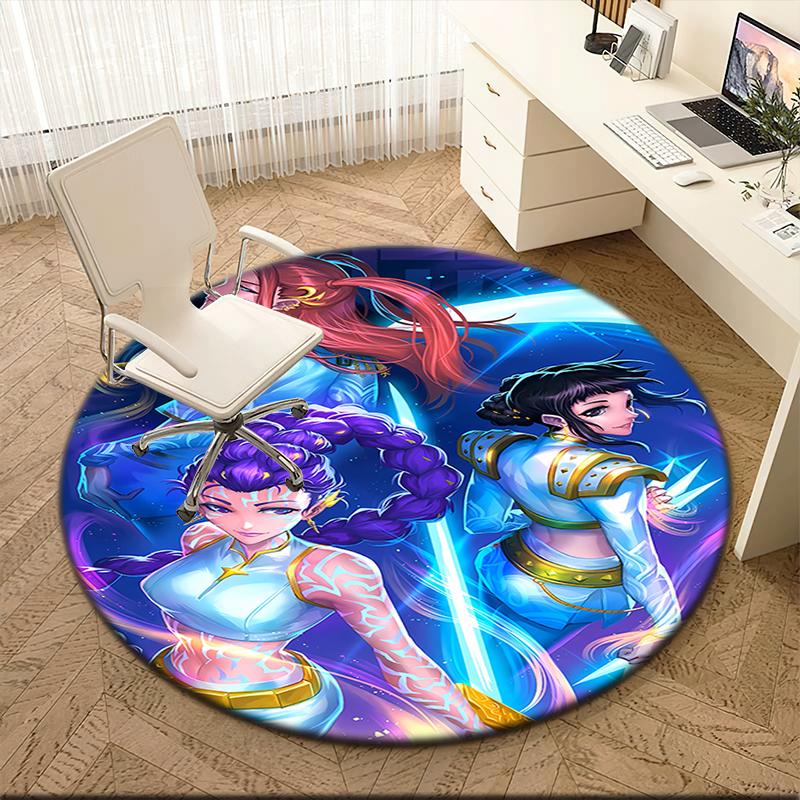 1pc K-Pop Supernatural Theme Round Carpet Painted Printed Circular Carpet, Home Door Mat, Outdoor Travel Protection Carpet