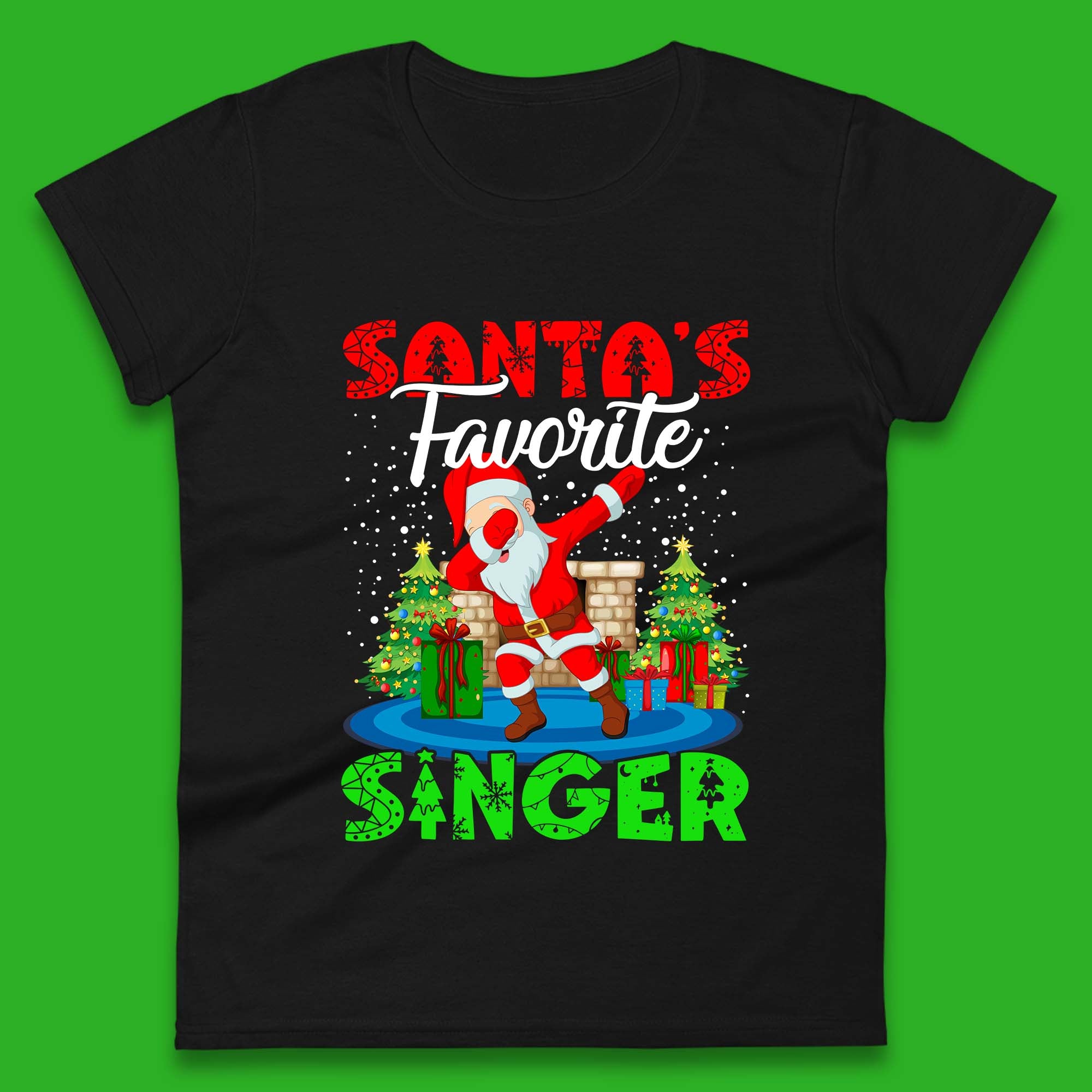 Christmas Santa s Favorite Singer Dabbing Santa Womens T Shirt Mens Tops Tees Unisex Christmas Top L