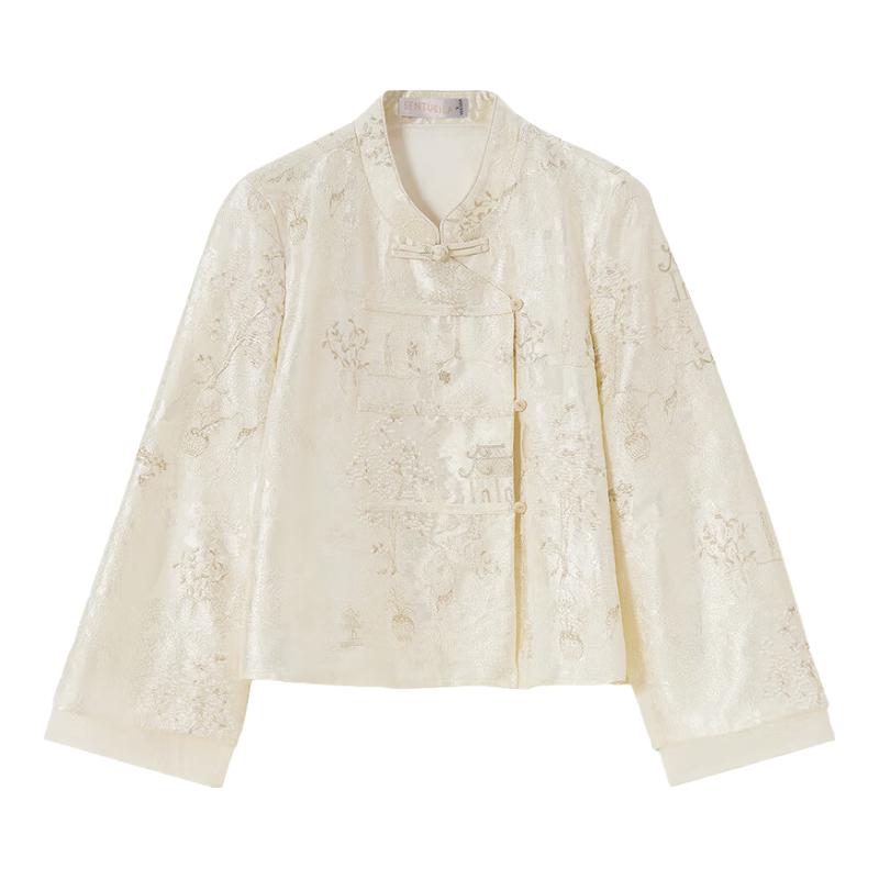 Women s New Chinese Style Embroidered Satin Jacket M