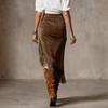 Fashion Ladies Vintage Tassel Hem Irregular Suede Skirt Skirt