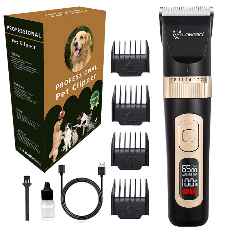 

Rechargeable Pet Grooming Clippers: Electric Hair Trimmer for Cats and Dogs. English Packaging