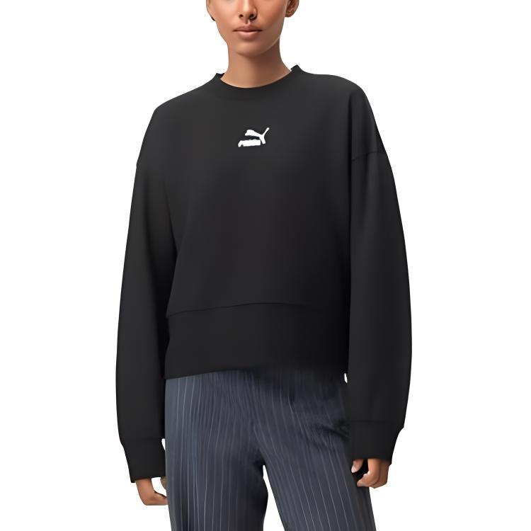 Puma CLASSICS Sweatshirts Women's Black Crew Neck Moderate Regular 534370-01