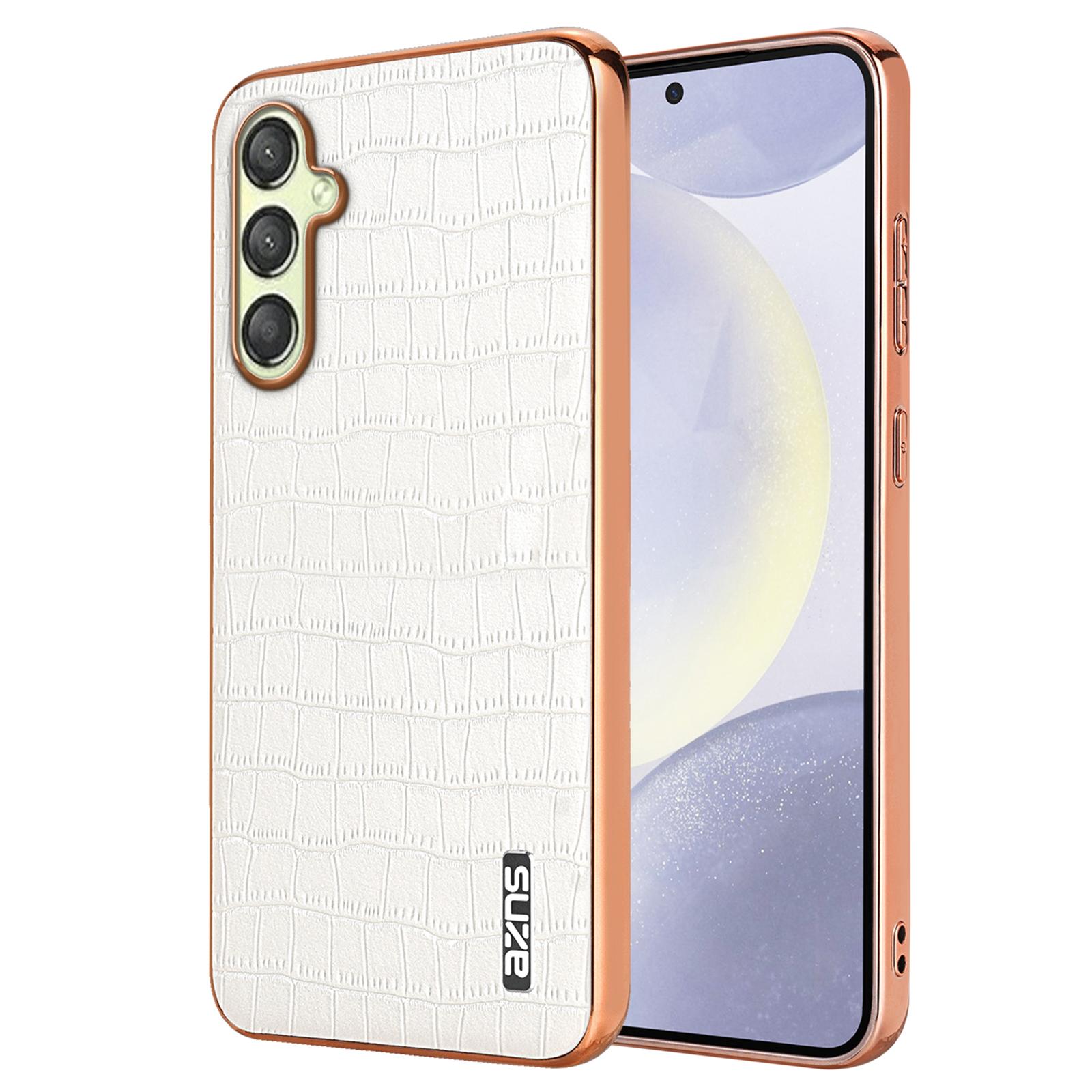 

For Samsung Galaxy A25 5G (Global) (161.0 X 76.5 X 8.3mm) Phone Case Crocodile Texture PU+TPU Case White