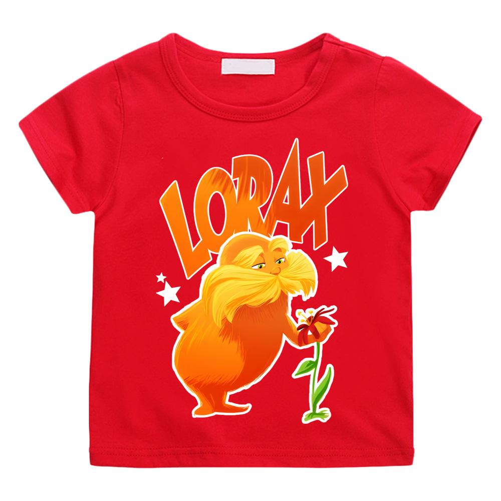 

The Lorax Kids T-shirts Kawai 100%Cotton Tees Fashion Short Sleeve Spring Summer Tops Slight Strech O-neck High Quality T-shirt Cute T-shirt 100 красный