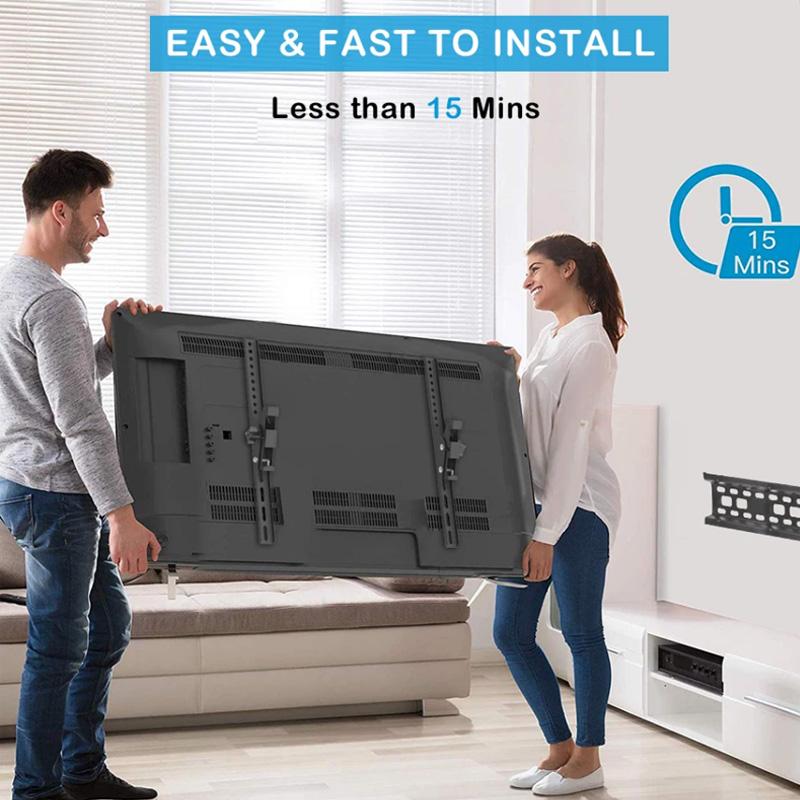 TV Wall Mount Fixed for Most 32-70 Inch Universal Tilt Low Profile Flat Stand VESA 600x400mm 88 LBS Angle Adjustment -5~+15°