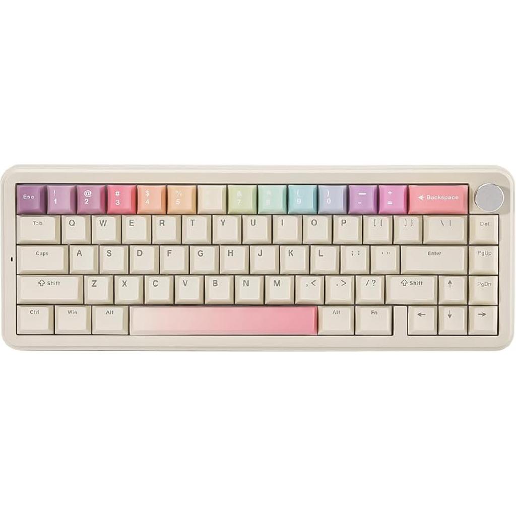 YUNZII B68 Wireless Mechanical Keyboard,Tri-Mode BT5.0/2.4GHz/USB-C,Cute PBT Keycaps,Hot Swappable Creamy Typing Gasket Mounted,RGB Backlit NKRO for