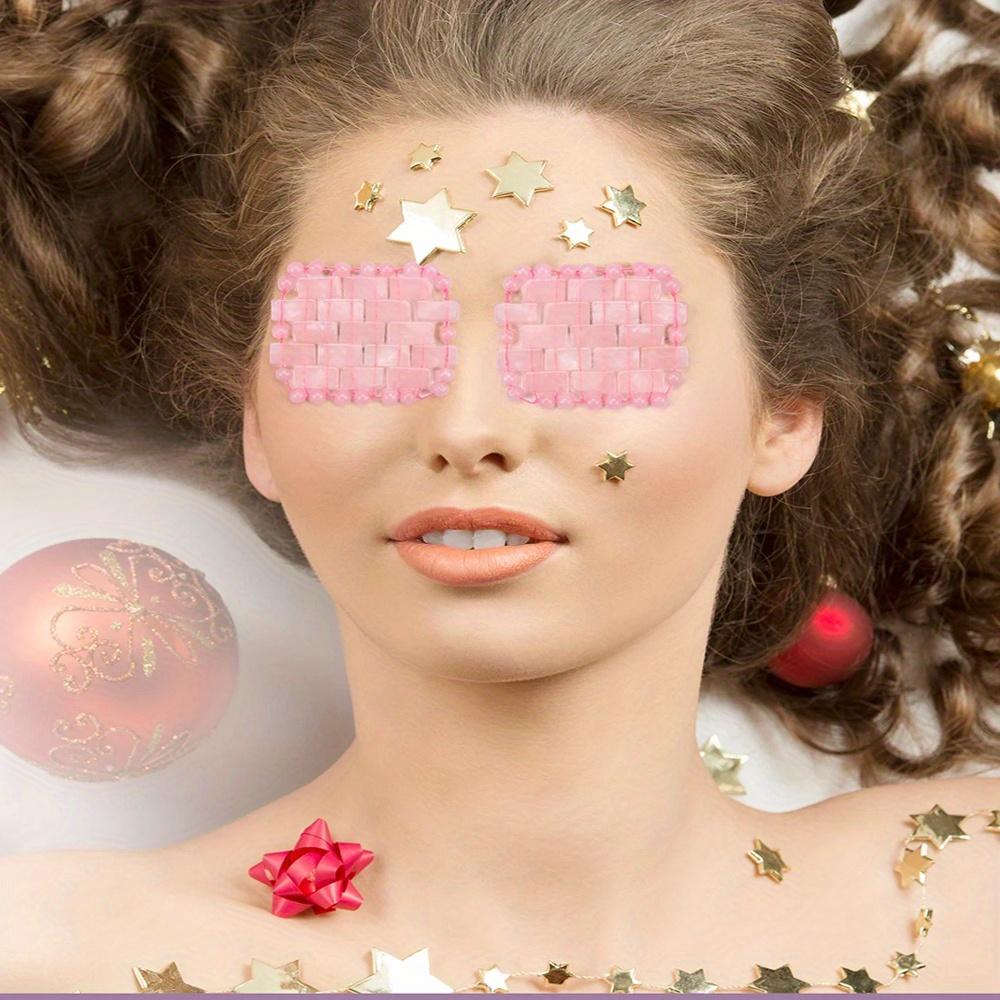 Maska na oczy z kwarcu różowego Maska na oczy Maska z naturalnego kwarcu do eliminacji zmarszczek opuchlizny masażu twarzy relaksu oczu łagodzenia migreny